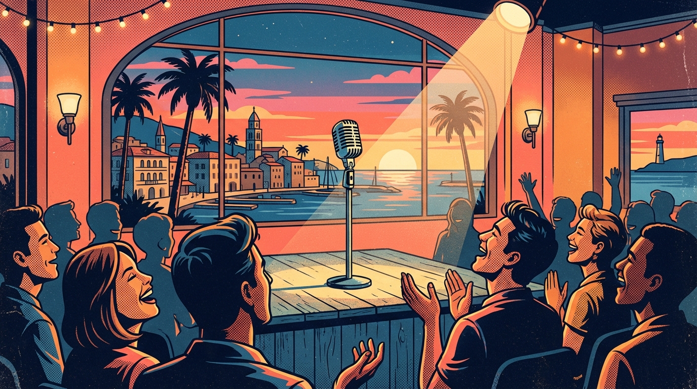 Wilmington comedy scene with audience and stage