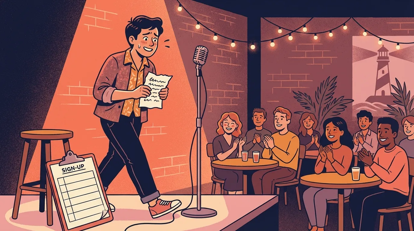 Open mic night at a Wilmington comedy venue